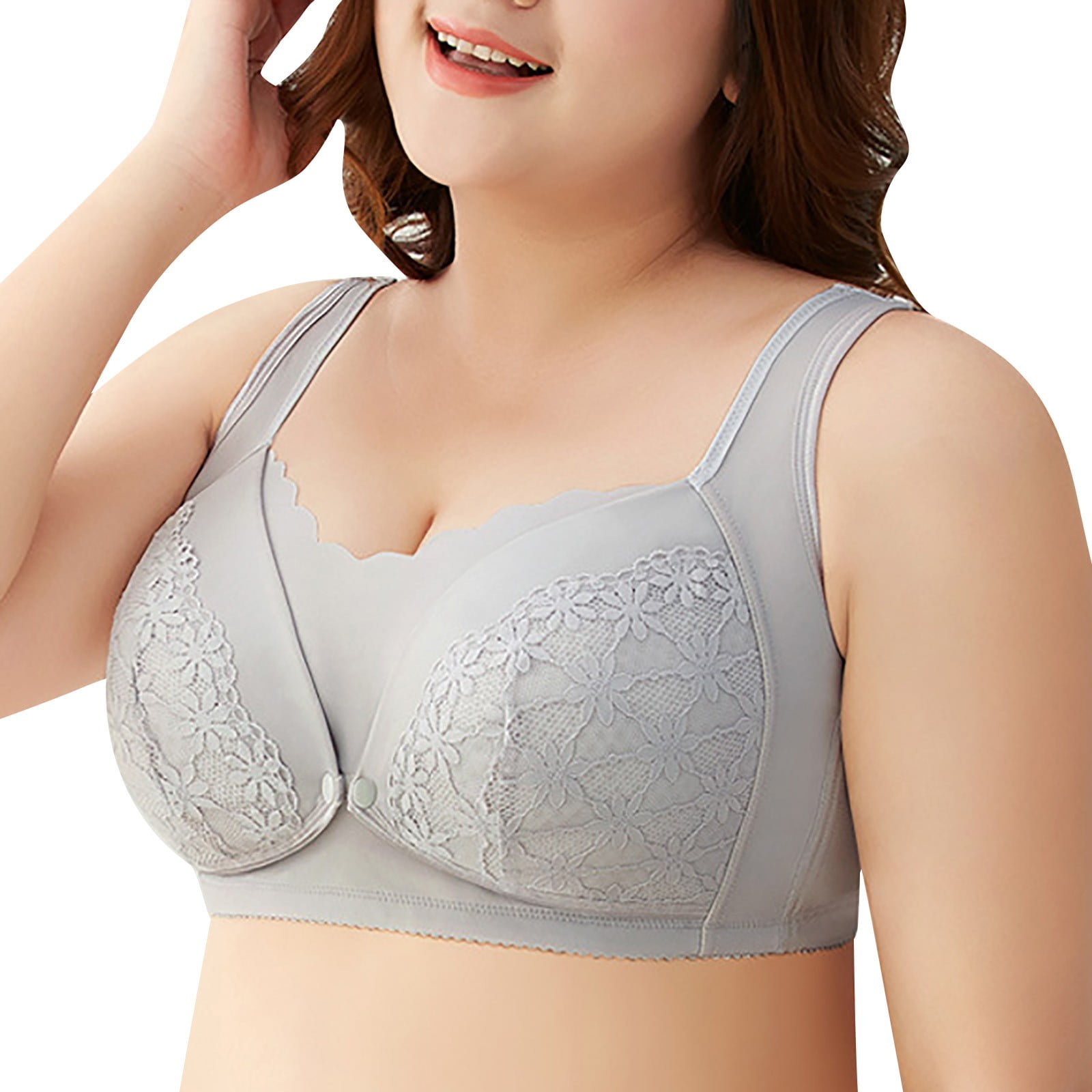 Entyinea Women's Minimizer Bras Plus Size Full Coverage Underwire Bras  Lifting Lace Bra for Heavy Grey J 