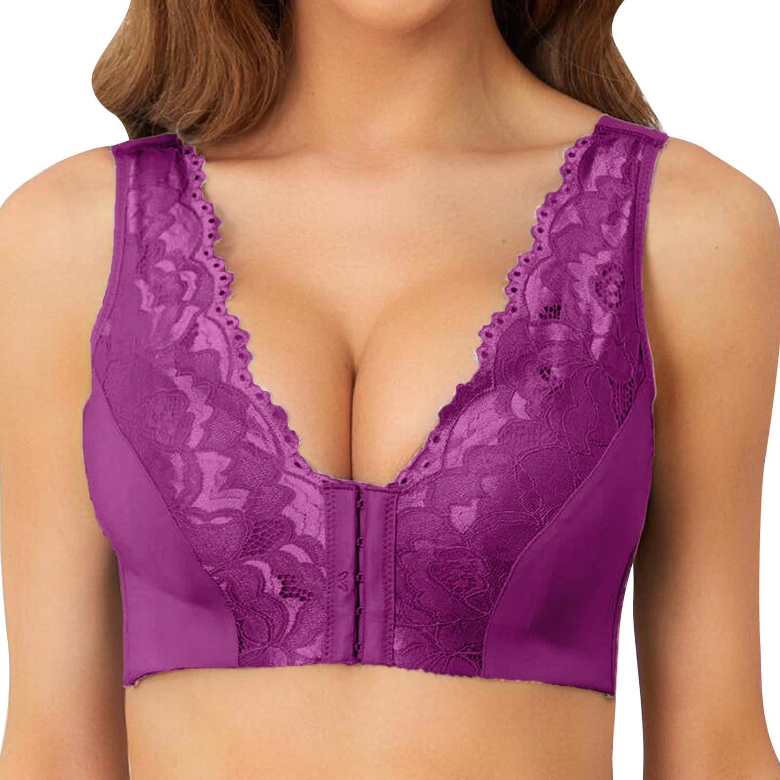 Entyinea Women's Minimizer Bras Soft Seamless T-Shirt Bra Purple
