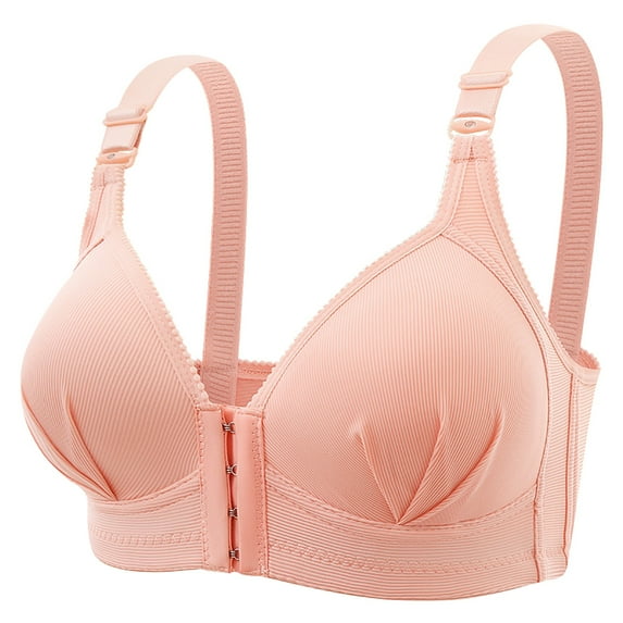 Entyinea Women's T-shirt Bra Comfy Back Closure Wirefree Jacquard Back Support Posture Bra Z6-Pink 46/105