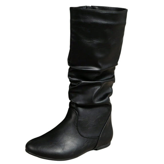 Entyinea Women's Waterproof Winter Snow Boots Lace up Mid Calf Boots Low Heel Platform Lug Sole Boots,Black 38
