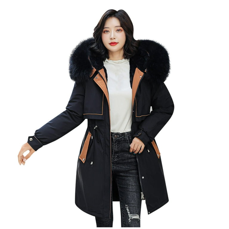 Entyinea Women s Winter Packable Jacket Heavyweight Diamond Quilted Knee Length Puffer Coat Black 3XL Walmart