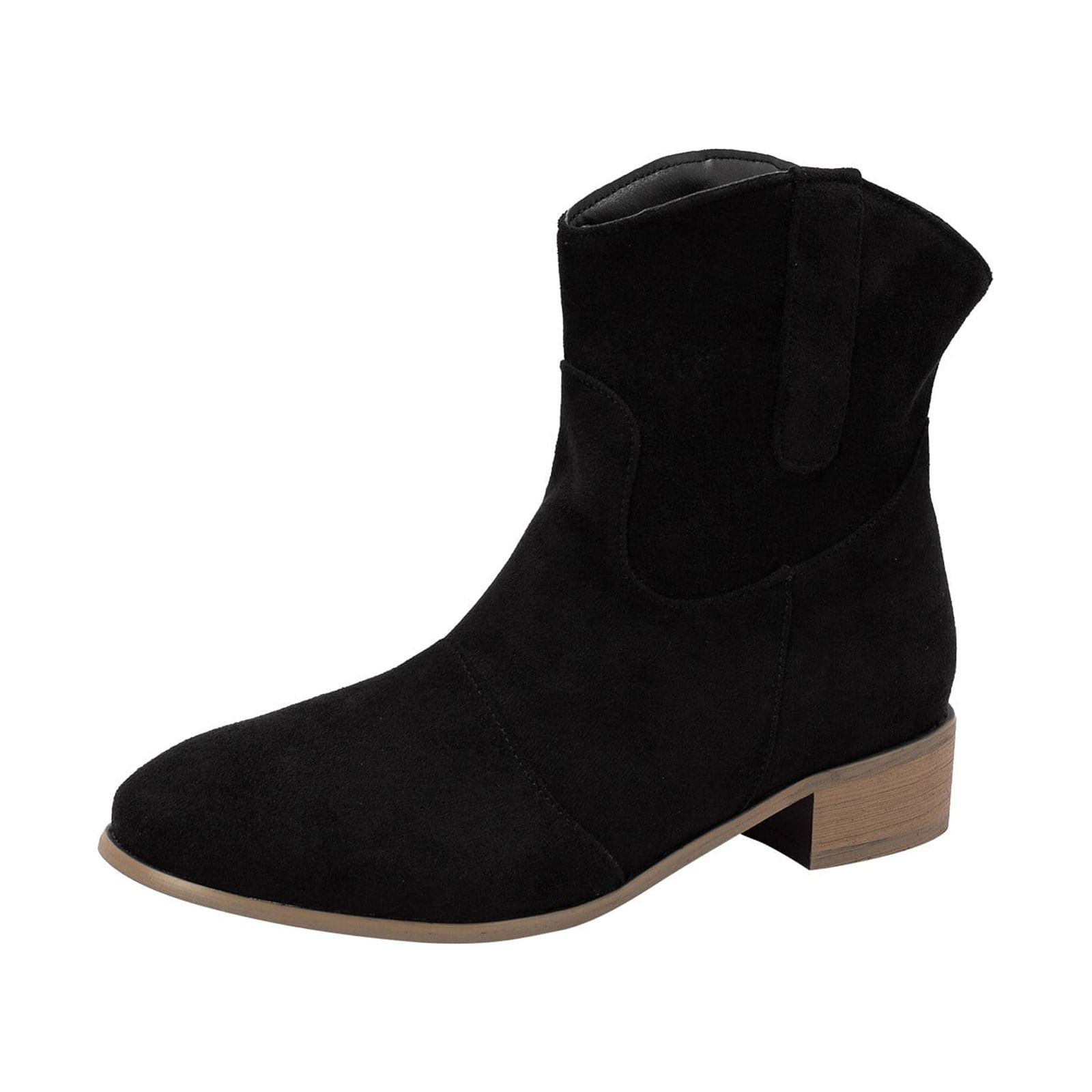 Entyinea Womens Ankle Boots with Heel Causal Low Heels Side Zipper Lace