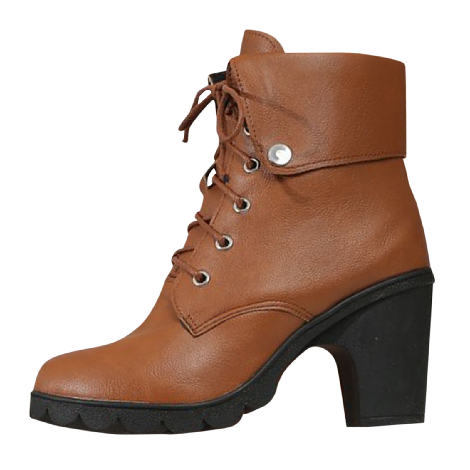 Entyinea Womens Brown Ankle Boots Classic Ultra Mini Platform Fashion Boot,Brown 42