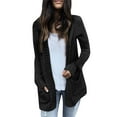 thumbnail image 1 of Entyinea Womens Crochet Cardigan Sweater Open Front Casual Solid Color Long Sleeve Knit Sweater Cover Up with Pockets Black XL, 1 of 5