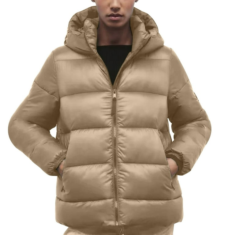 Khaki cropped puffer jacket sale