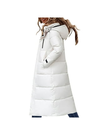 WREESH Womens Long Puffer Vest Sleeveless Hooded Puffy Jackets Winter Warm  Padded Down Jacket Outerwear Vests White 