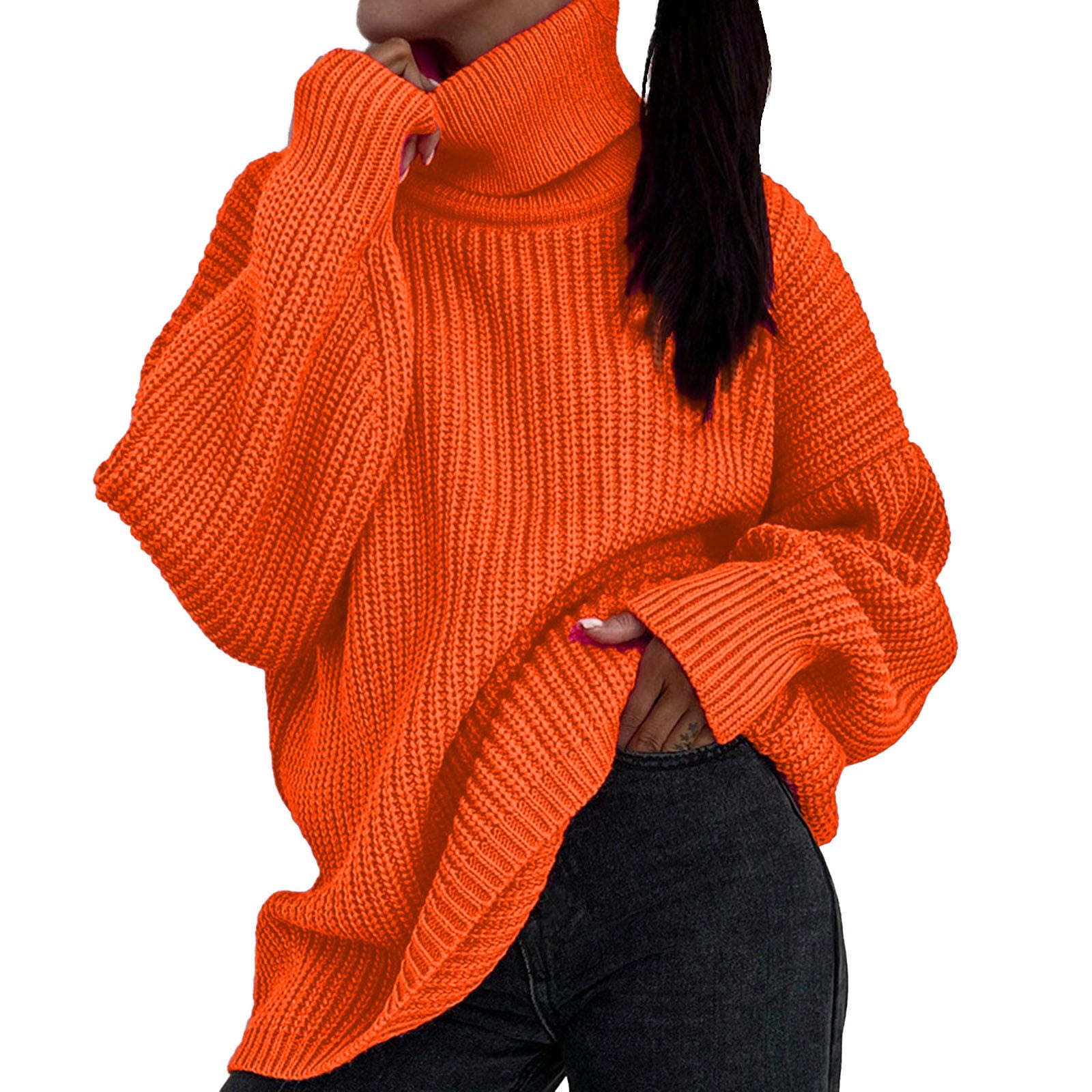 Entyinea Chunky Knit Turtleneck Sweater for Women, Long Entyinea Chunky Knit Turtleneck Sweater for Women, Long
