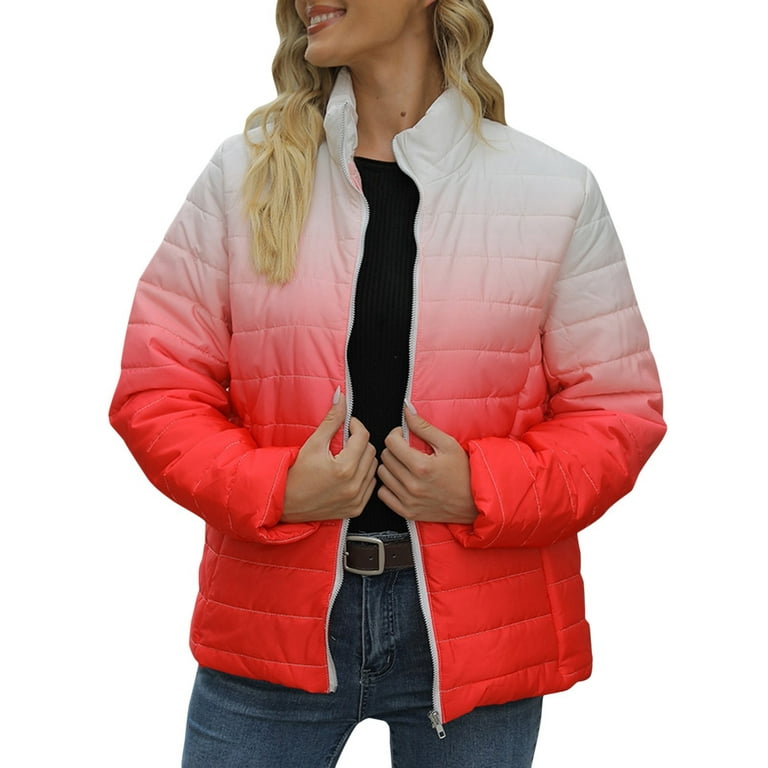 Entyinea Womens Fashion Puffer Jacket Packable Ultra Light Weight Short  Puffer Jacket Red L 