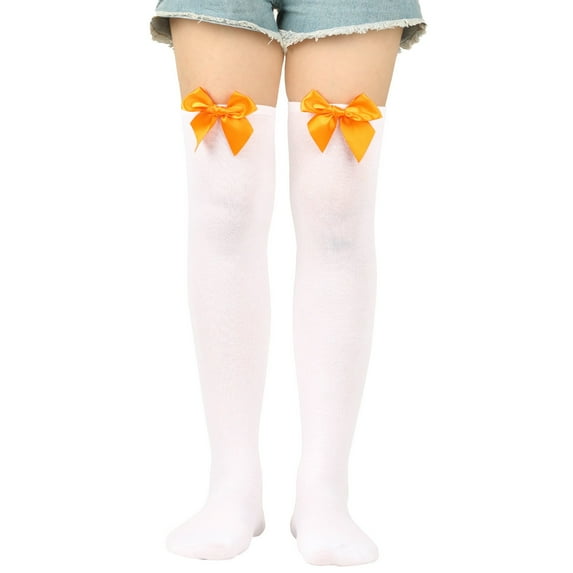 Entyinea Womens Leg Warmers Casual Knee High Socks Patterned Colors Fashion Socks,White One Size