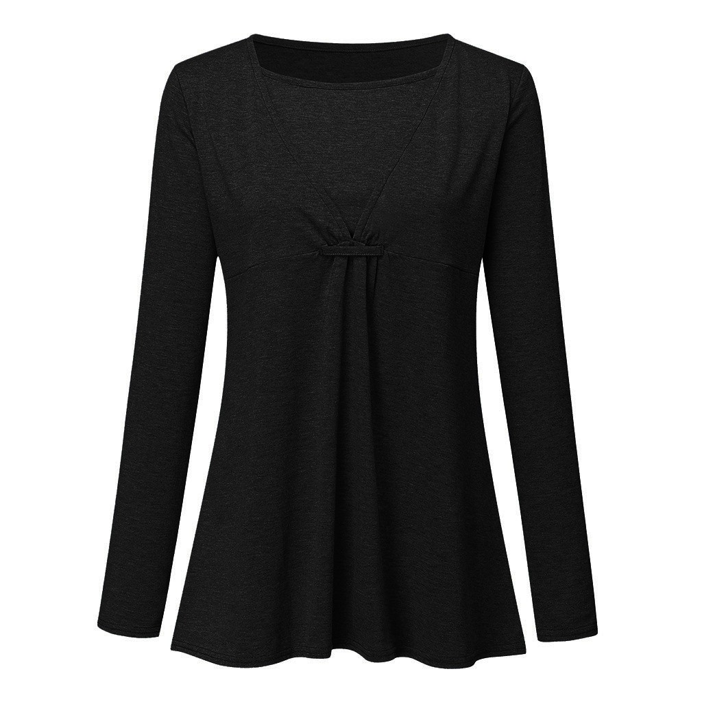 Entyinea Womens Maternity Nursing Tops Stripe Patchwork Tops Short