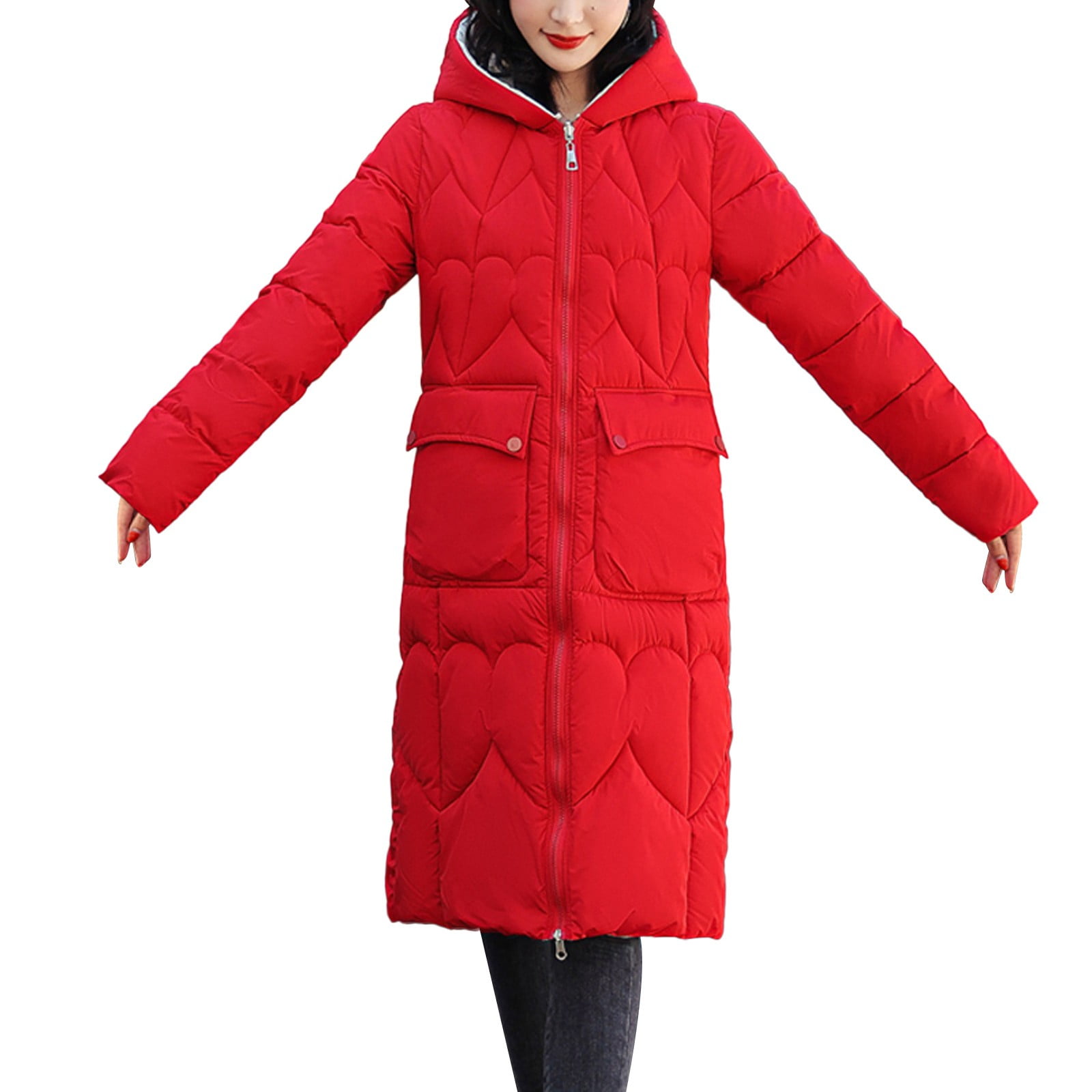 Entyinea Womens Puffer Jacket 2024 Casual Oversized Short Puffy Winter Coat  Red XL