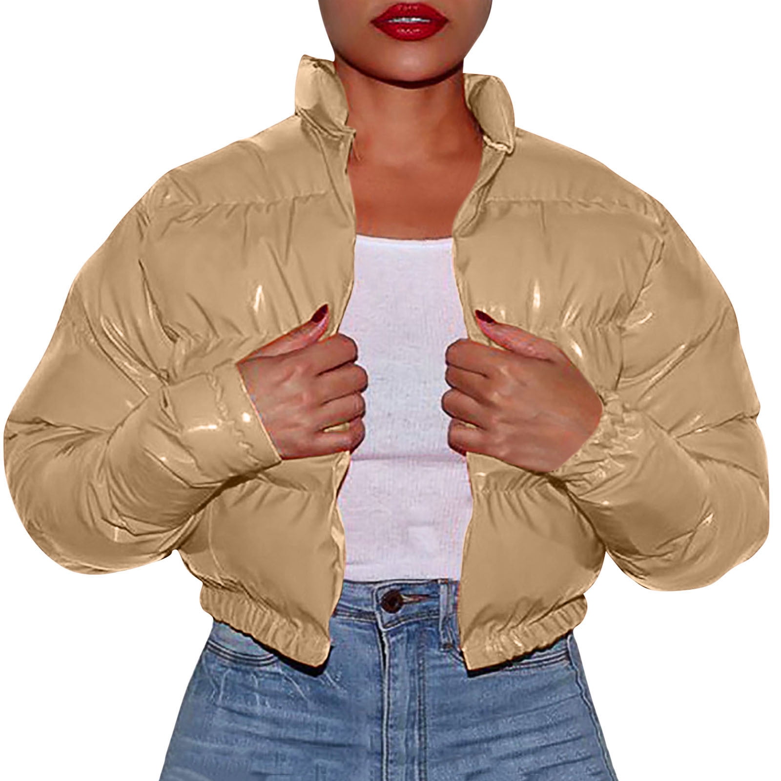 Entyinea Womens Puffer Jacket 2025 Lightweight WaterResistant Sherpa