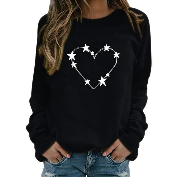 Entyinea Womens Pullover Sweatshirts Solid Tops Crewneck Sweatshirts Cute Loose Fit Pullovers with Pockets,Black S