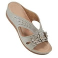 thumbnail image 1 of Entyinea Womens Sandals with Arch Support Cushion Summer Casual Rhinestone Wedge sandal Shoes (Gray,9), 1 of 5