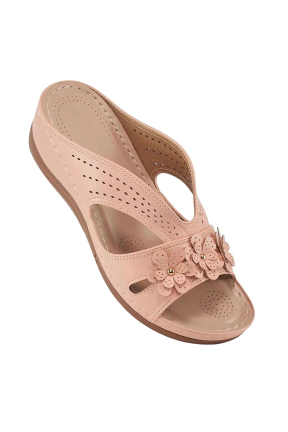 Womens Sandals with Arch Support Cushion Summer Casual Rhinestone Wedge sandal Shoes (Pink,7.5)