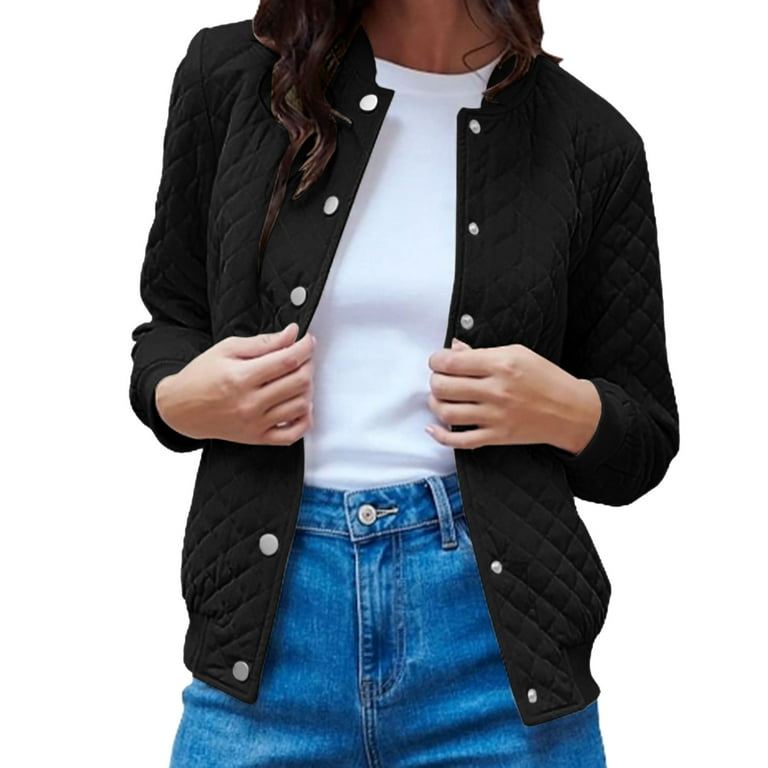 Entyinea Womens Sequin Jacket Button Down Corduroy Shacket Jackets Black M  