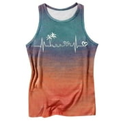 Entyinea Womens Tops Casual Racerback Sleeveless Workout Tops High Neck Athletic Running Shirts (A,XXL)