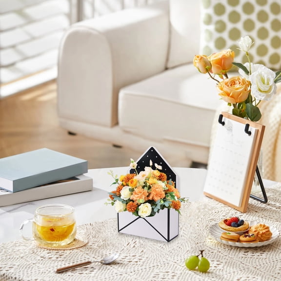 Envelop Flower Wrapping Paper Box Florist Bouquet Packaging Boxes for Floral Arrangement Supplies, 6 Counts, 7.87 x 2.64 x 5.51 Inch (black+white)