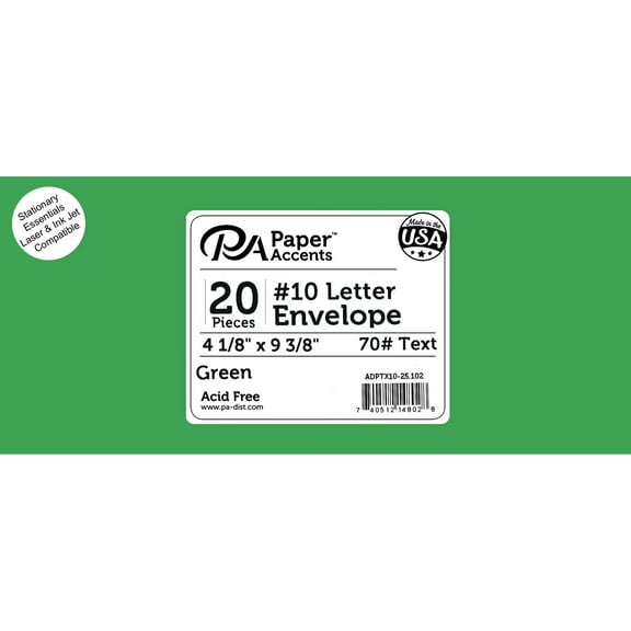 Envelope #10 Letter 25pc Green