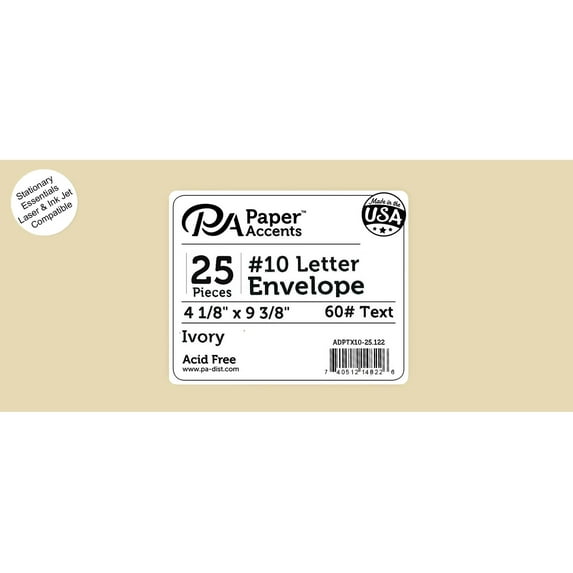 Envelope #10 Letter 25pc Ivory