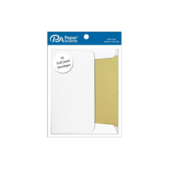 Envelope 4.38x5.75 10pc Gold Lined White