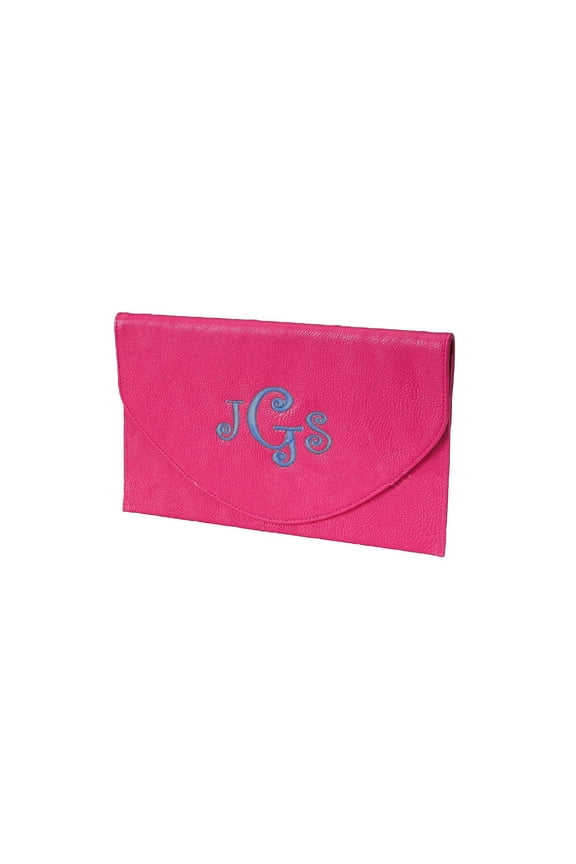 Envelope Clutch with Wristlet Strap and Chain in Fun Summer ColorsCan Be Personalized NON-PERSONALIZED, HOT PINK