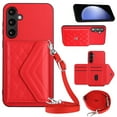 thumbnail image 1 of Envelope Design for Samsung S24 Case RFID Blocking Wallet Card Holder Leather PU Flip Cover Folio Lanyard Crossbody Strap Women Girl Magnetic Clasp Kickstand for Samsung Galaxy S24, Red, 1 of 10
