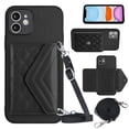 thumbnail image 1 of Envelope Design for iPhone 11 Case RFID Blocking Wallet Card Holder Leather PU Flip Cover Folio Lanyard Crossbody Strap Women Girl Magnetic Clasp Kickstand For iPhone 11 , Black, 1 of 10