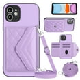 thumbnail image 1 of Envelope Design for iPhone 12 Case RFID Blocking Wallet Card Holder Leather PU Flip Cover Folio Lanyard Crossbody Strap Women Girl Magnetic Clasp Kickstand For iPhone 12, Purple, 1 of 10
