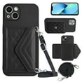 thumbnail image 1 of Envelope Design for iPhone 13 mini Case RFID Blocking Wallet Card Holder Leather PU Flip Cover Folio Lanyard Crossbody Strap Women Girl Magnetic Clasp Kickstand For iPhone 13 mini, Black, 1 of 10