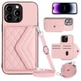 thumbnail image 1 of Envelope Design for iPhone 14 Pro Case RFID Blocking Wallet Card Holder Leather PU Flip Cover Folio Lanyard Crossbody Strap Women Girl Magnetic Clasp Kickstand For iPhone 14 Pro, Pink, 1 of 10