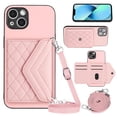 thumbnail image 1 of Envelope Design for iPhone 15 Plus Case RFID Blocking Wallet Card Holder Leather PU Flip Cover Folio Lanyard Crossbody Strap Women Girl Magnetic Clasp Kickstand For iPhone 15 Plus, Pink, 1 of 10