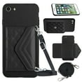 thumbnail image 1 of Envelope Design for iPhone 7 / 8 / SE 2020 / SE 2022 Case RFID Blocking Wallet Card Holder Leather PU Flip Cover Folio Lanyard Crossbody Strap Women Girl Magnetic Clasp Kickstand, Black, 1 of 10