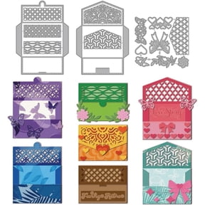 Envelope Die Cuts for Card Making Grid Envelopes Metal Cutting Dies Tie Butterfly Embossing Cutting Stencil for Scrapbooking Craft Paper Greeting Card Gift Decoration for DIY