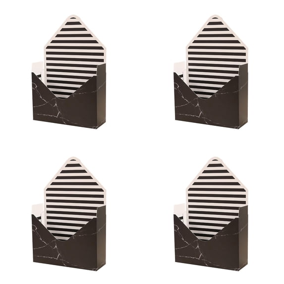Envelope Flower Box 4Pcs, Folding Hand Hold Gift Box for Bouquets, Waterproof Valentine Envelope Box for Wedding Proposals, Floral Arrangement, Valentines Day Packaging