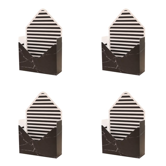 Envelope Flower Box 4Pcs, Folding Hand Hold Gift Box for Bouquets, Waterproof Valentine Envelope Box for Wedding Proposals, Floral Arrangement, Valentines Day Packaging