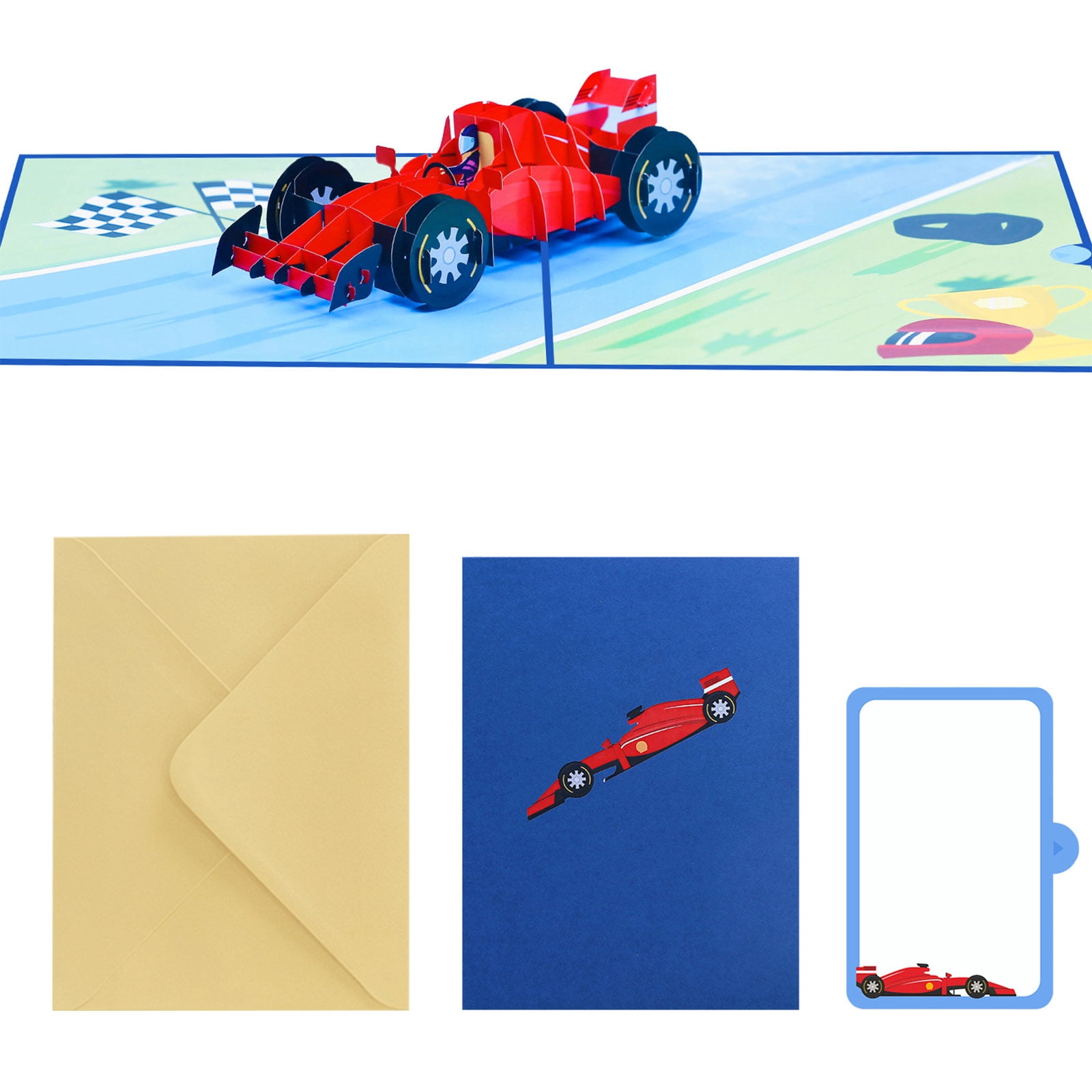 Envelope Included Birthday Greeting Card, Race Car 3D Paper Display ...
