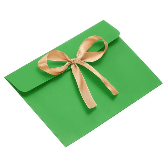 Envelope with Knot 6.8" x 5", 10Pcs Greeting Card Invitation Envelope with Ribbon for Invitations and Greeting Cards Gift Christmas Birthday Party, Green