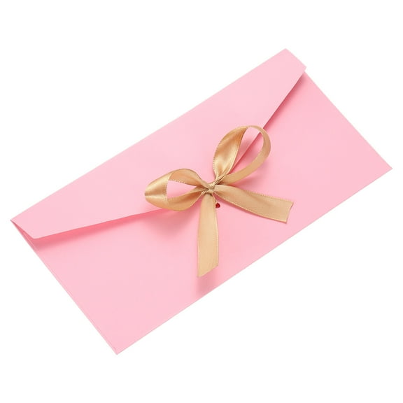 Envelope with Knot 8.7" x 4.3", 10Pcs Greeting Card Invitation Envelope with Ribbon for Invitations and Greeting Cards Gift Christmas Birthday Party, Pink