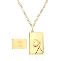 Envelope Love Letter Heart Necklace for Women Stainless Steel Love You Secret Gift Message Engraved Locket Jewelry Pendant for Couples and Family