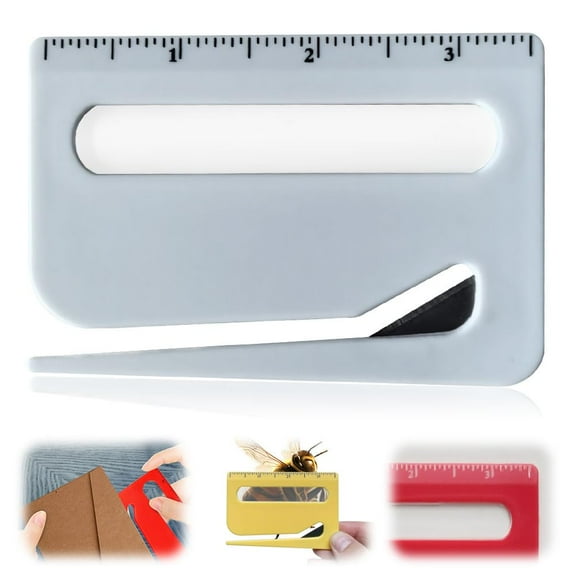 Envelope Opener, 2025 Upgrade Letter Opener Envelope Slitter, Mail Opener Tool Package Opener Cutter, Wrapping Paper Cutter Tool with Pointed End & Magnifying Glass & Scale (Yellow, 6 pcs)