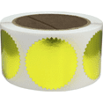 thumbnail image 1 of Envelope Package Seals Serrated Edge Color Coding Labels Metallic Gold Stickers 2 Inch Round 500 Total Adhesive Stickers, 1 of 3