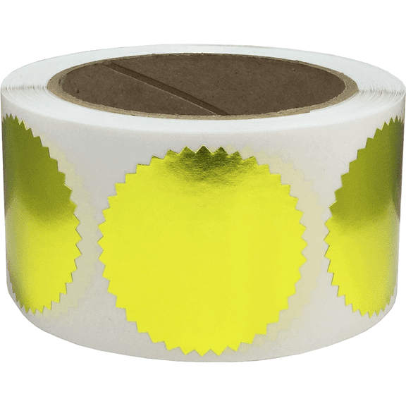 Envelope Package Seals Serrated Edge Color Coding Labels Metallic Gold Stickers 2 Inch Round 500 Total Adhesive Stickers