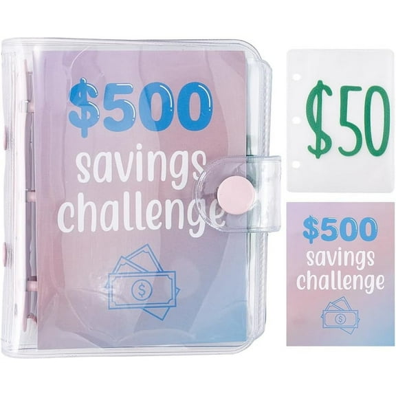Envelope Savings Challenge Binder Mini 500 Saving Money Budgets PVC Cash Envelope Wallet Money Binder Budget Book Organizer for Saving $500 Cash Stuffing Office Home Red DIY