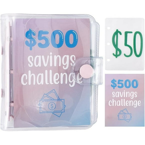 Envelope Savings Challenge Binder Mini 500 Saving Money Budgets PVC Cash Envelope Wallet Money Binder Budget Book Organizer for Saving $500 Cash Stuffing Office Home DIY