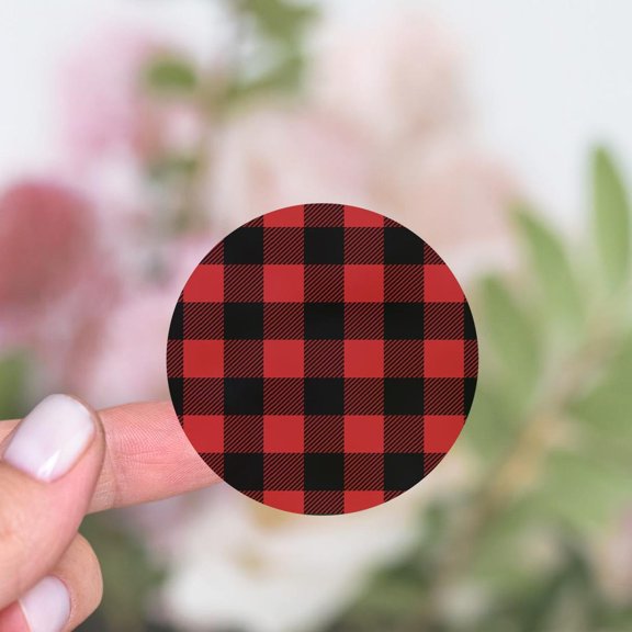 Envelope Seals Red Buffalo Plaid Circle Envelope Ca119 Sticker