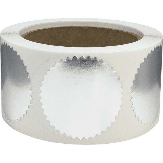 Envelope Seals Serrated Edge Labels Metallic Silver Stickers | 2" inch Round - 500 Pack | InStockLabels.com