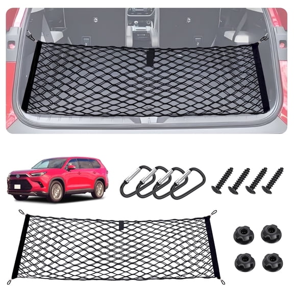 Norxziore Cargo Net for Toyota Grand Highlander 2024-2026 Envelope Style SUV Trunk Organizer Heavy Duty Mesh Storage Net 5mm Bungee