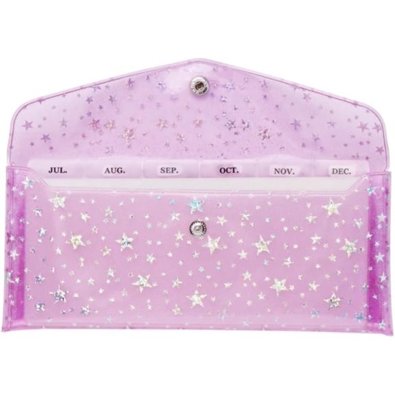 Envelope Wallet 6-Tab Divider Pockets Stuffing Envelopes Glitter PVC Budget Holder Bill Receipt Organizer ( )