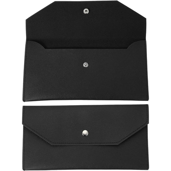 Envelope Wallet, Budget Holder Bag Pouch Leather Organizer Pouch for Men Women Receipt Check Bill Travel Graduation Holidays, Black